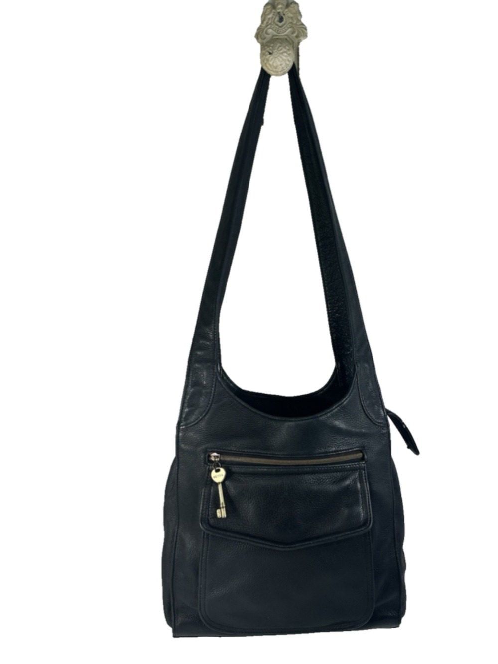 Fossil 1954 Classic Y2K saddle bag Black Leather Crossbody Messenger